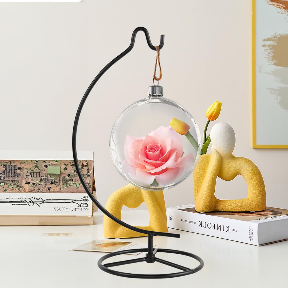 Fosinz 11 Inch Black Ornament Display Stand, Metal Ornament Hanger Stand, Sturdy Hook for Hanging Glass Ball(6inch), Christmas Ornament, Air Plant Terrarium, Witch Ball, Home Wedding Decoration (Metal Black)