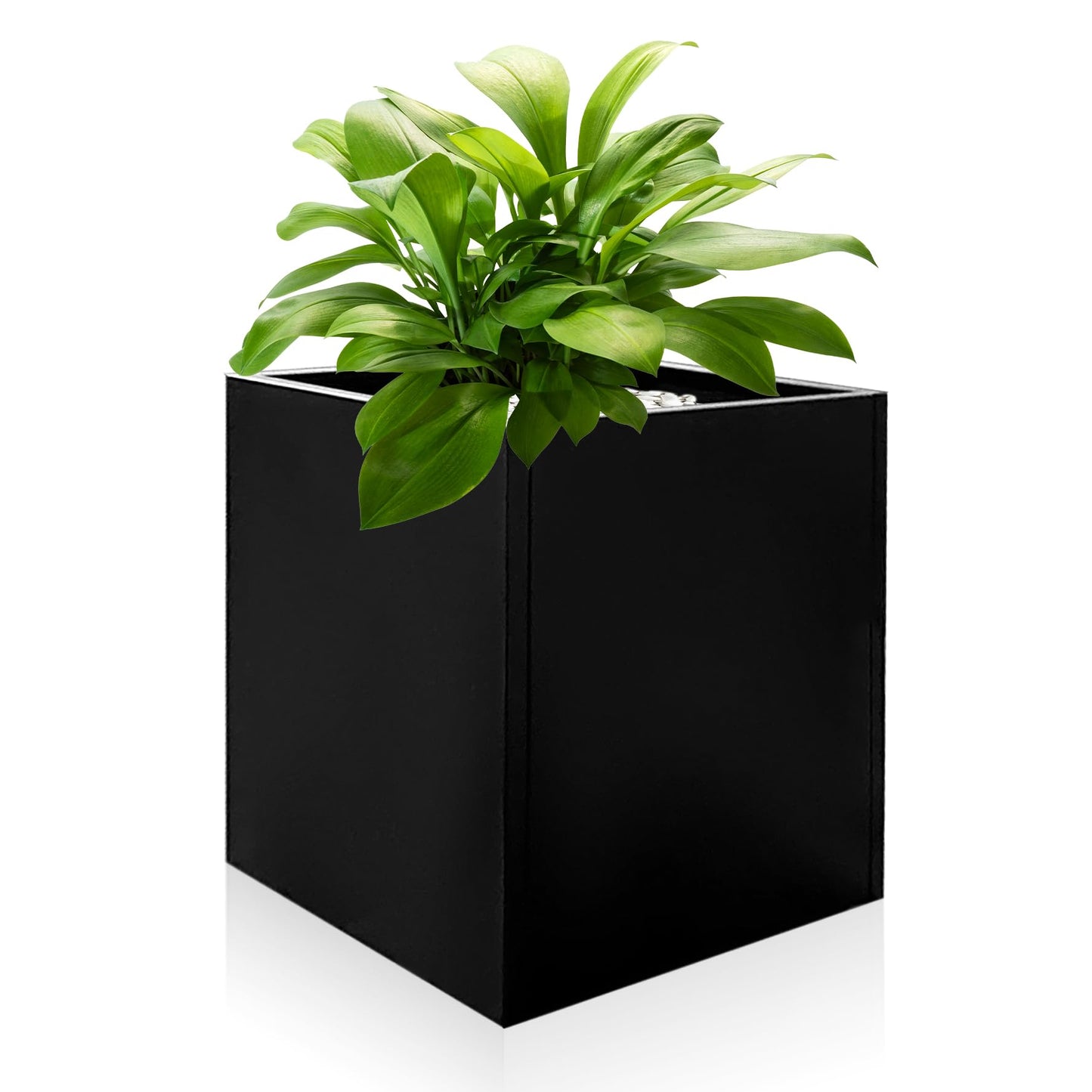 Srehloe Metal Planter Box for Outdoor Plants 20" x 20" x 20" Large Square Planter Cube Steel Heavy Duty Flower Pot with Insert Shelf and Drainage Holes Suitable for Patio Yard Garden Porch Hotel