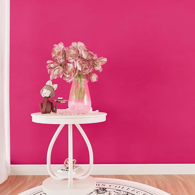 VEELIKE Hot Pink Velvet Fabric Wallpaper Peel and Stick Soft Felt Drawer Liners