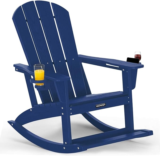 Outdoor Oversized Adirondack Rocking Chairs, All Weather HDPE Patio Rocking