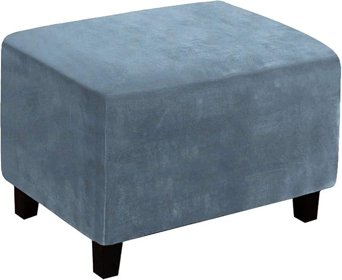 Ottoman Cover, Stretch Rectangle Velvet Ottoman Slipcovers of Foot Stool