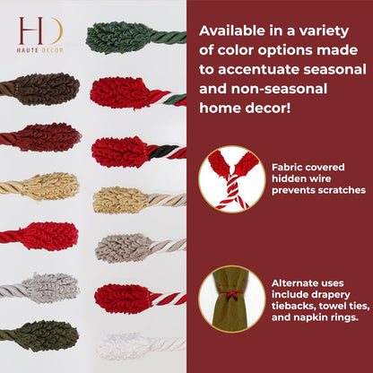 Haute Decor Decorative Twist Ties, 6 Pack, 20 inches (Red)
