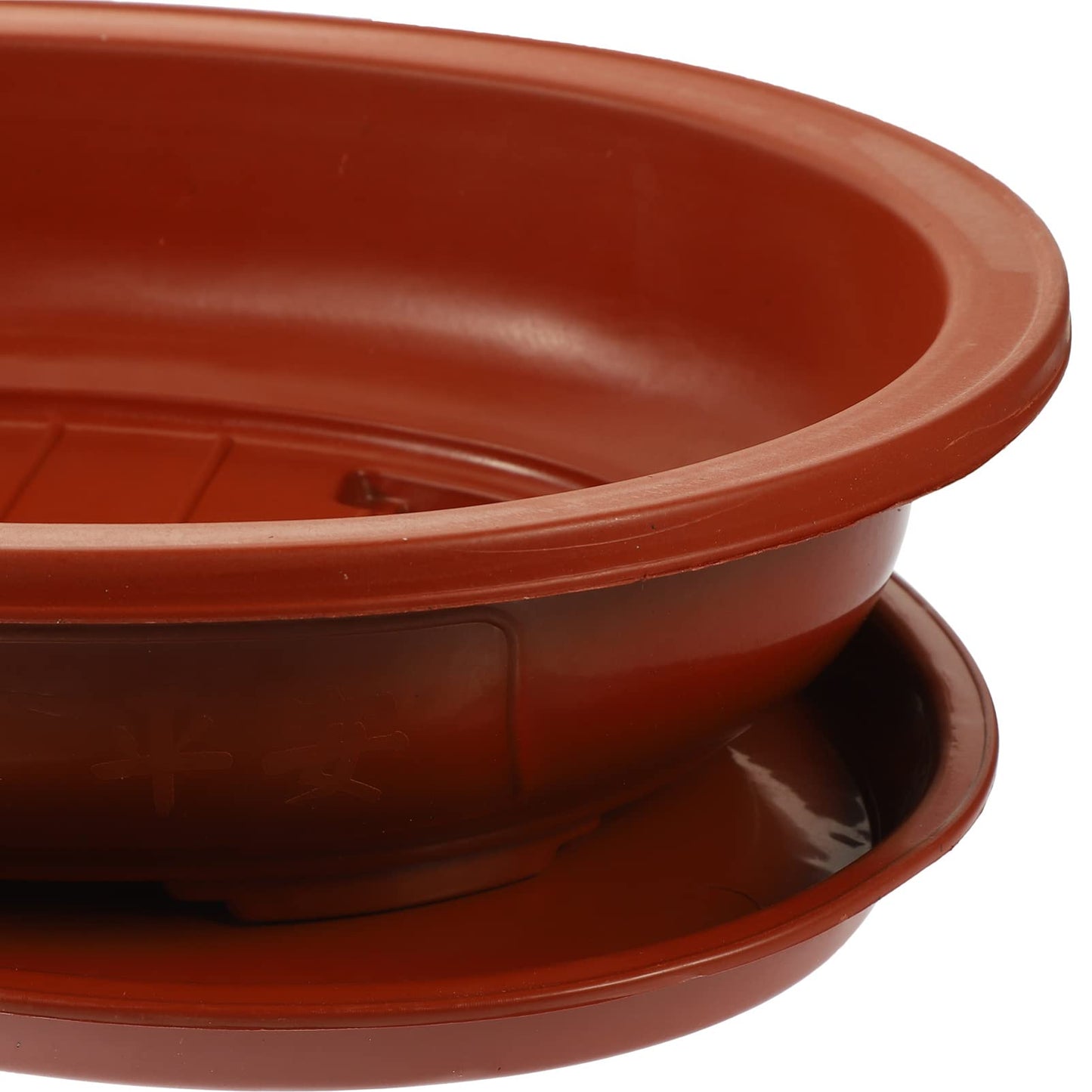 ERINGOGO Bonsai Training Pot with Drip Tray, 15 Plants Growing Plastic Oval Planter Drainage Holes, Large Low Flower for Nursery, Garden, Red, 15in, ADY92SCB3358Z136N