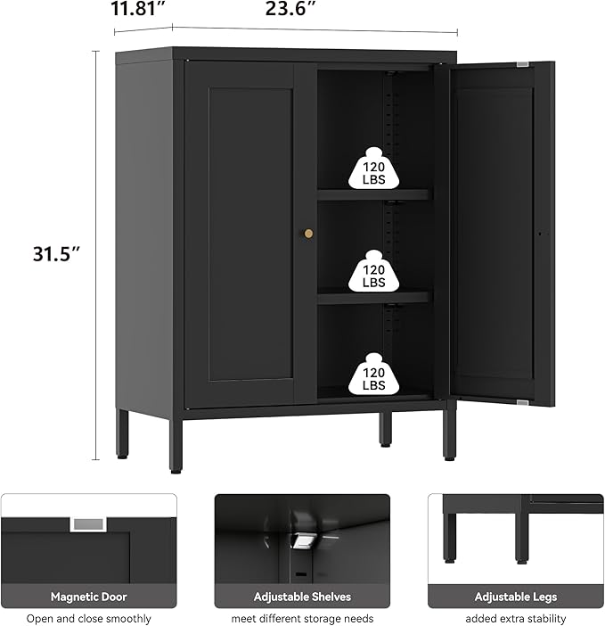 YAUWOH Small Metal Cabinet, Bathroom Storage Cabinet