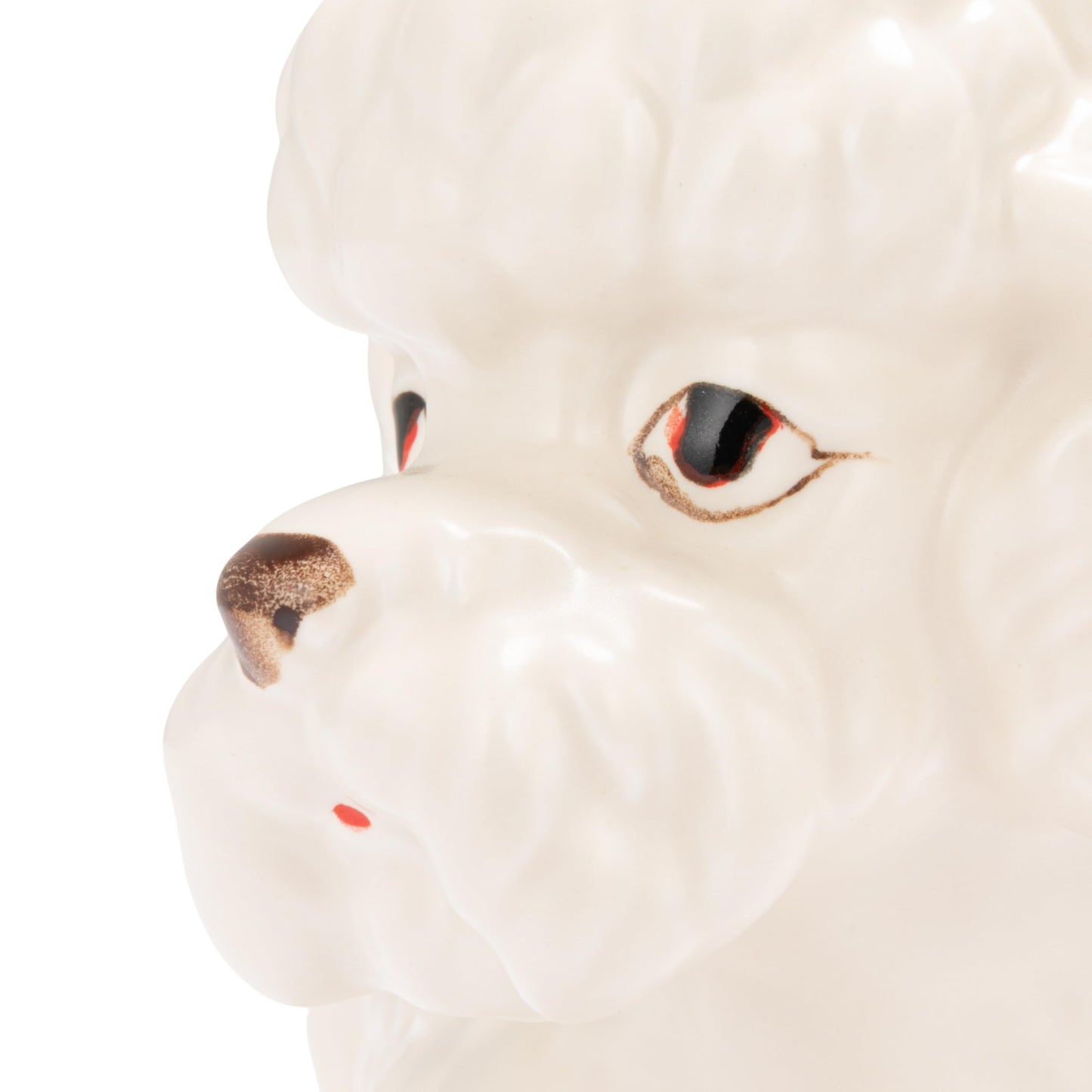 Creative Co-Op Vintage Reproduction Poodle Planter in Hand-Painted Stoneware, White, Brown, and Black Finish