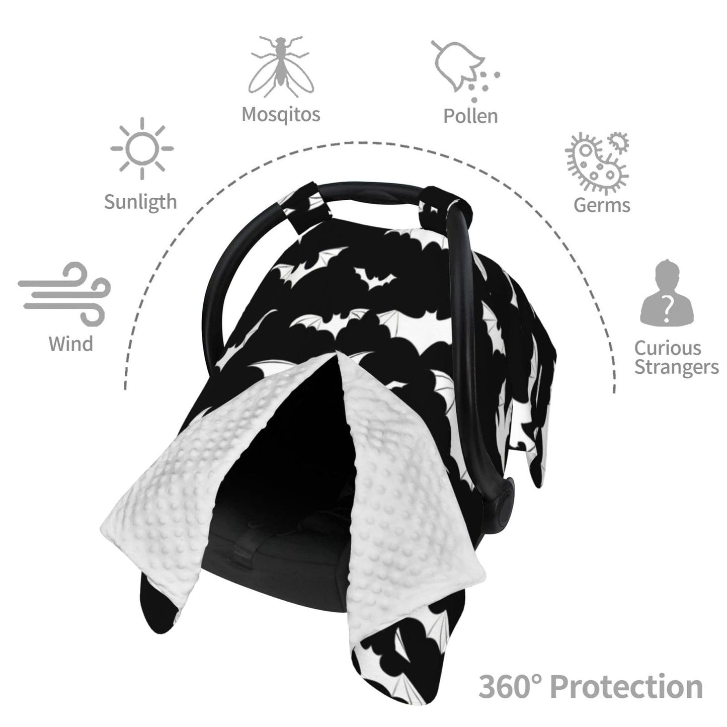 Halloween Bat Car Seat Cover Baby Fashion Carseat Cover for Winter Nursing Cover Newborn Shower Gift