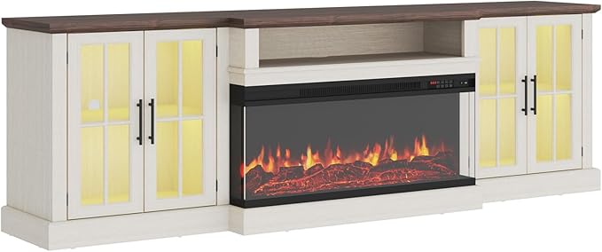 87" Farmhouse TV Stand with 36" Fireplace