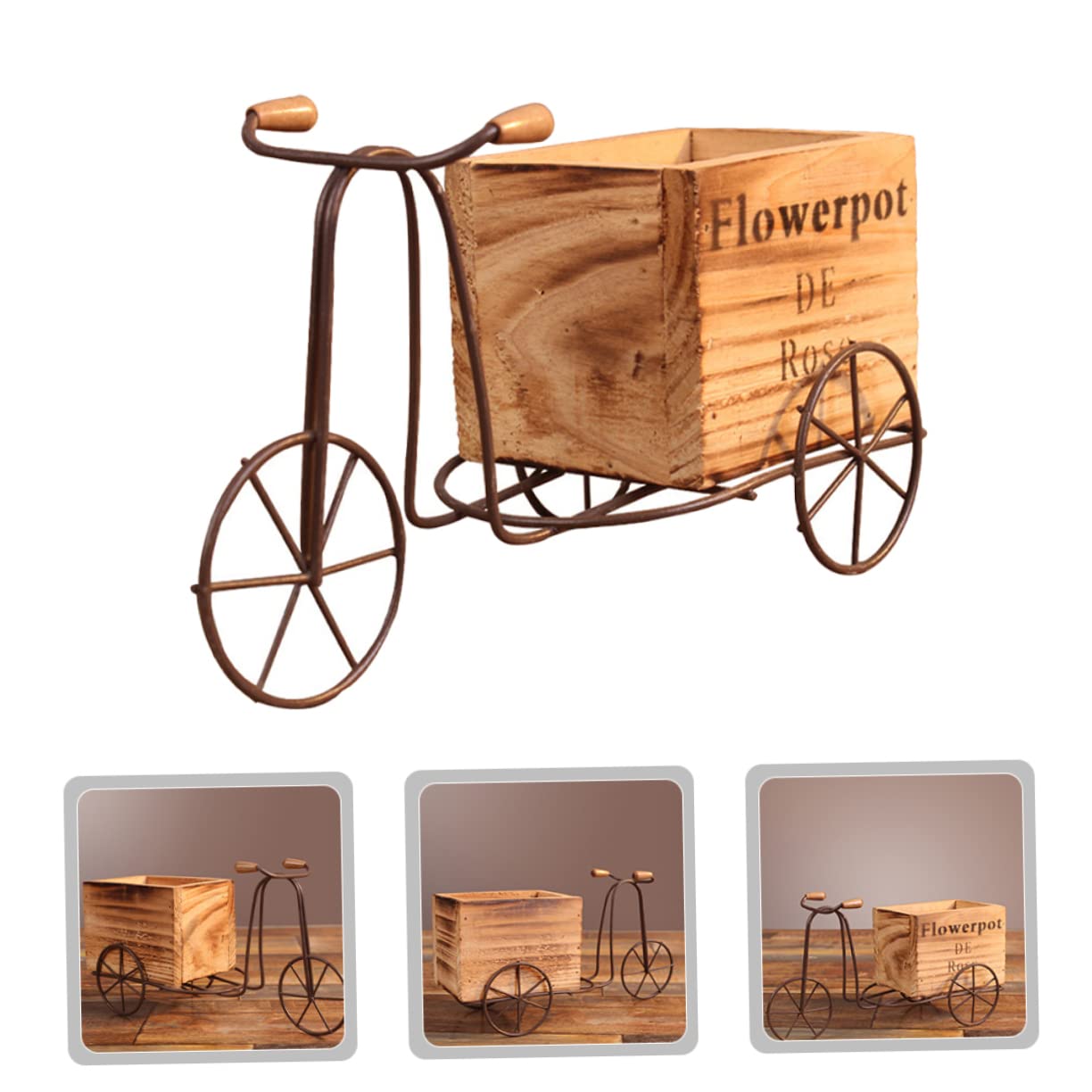 ORFOFE 1set Iron Tricycle Plant Stand for Indoor and Outdoor Use Rustic Style Bike Flower Pot Holder Planter for Home and Garden Decoration