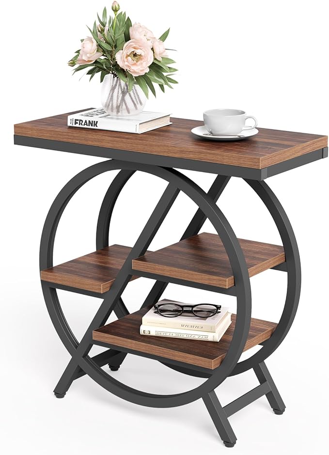 LITTLE TREE Industrial End Table, Narrow Side Table