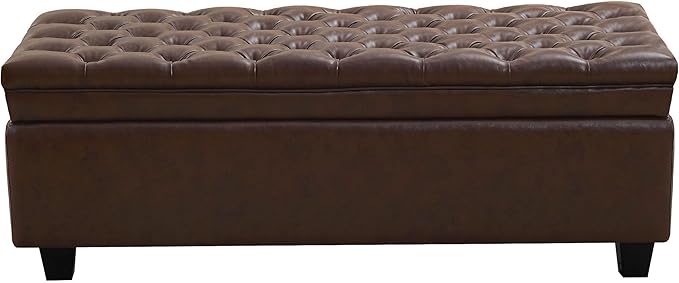 WUTUTUEE 50" Faux Leather Storage Ottoman Bench, End of Bed Upholstered