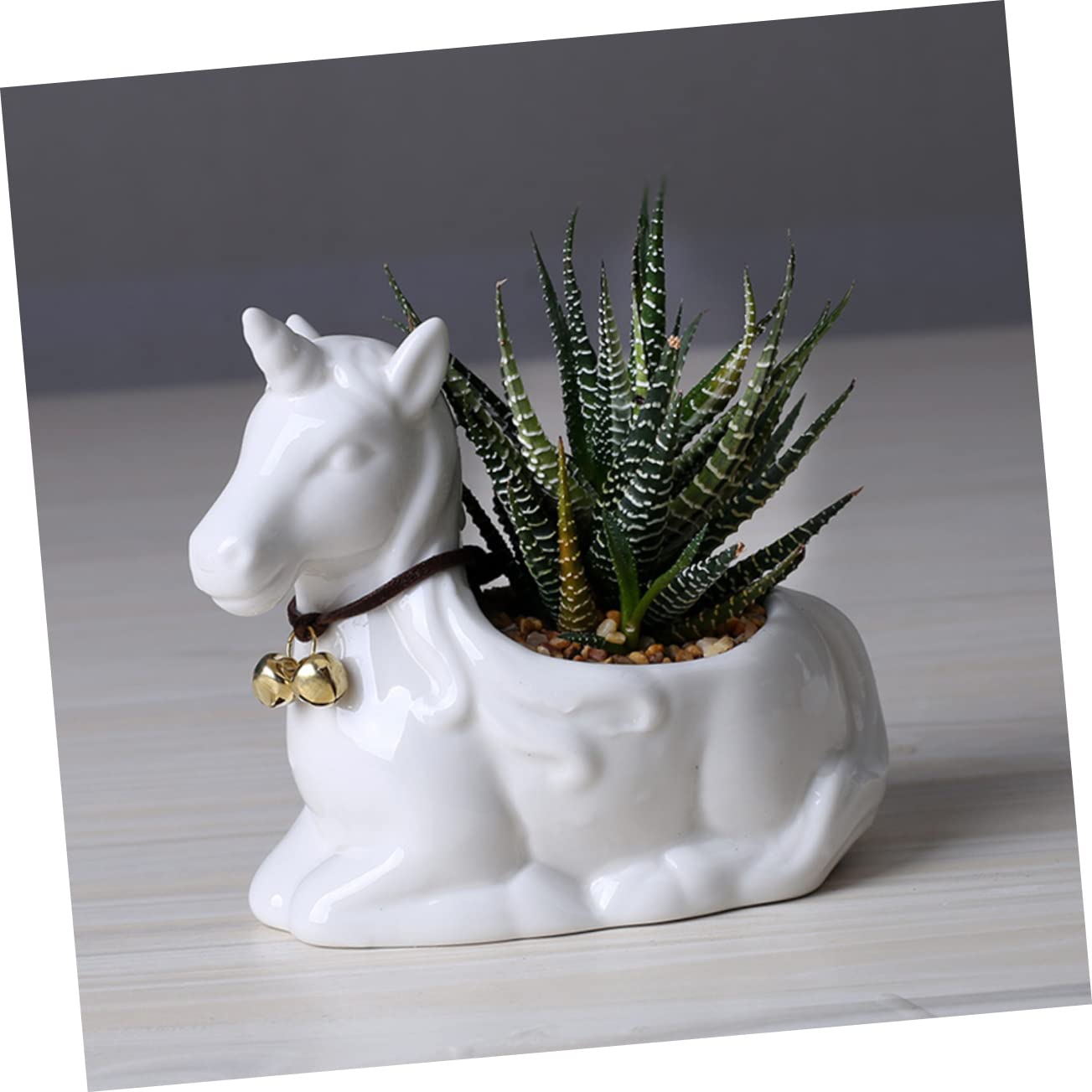 OFFSCH Ceramic Unicorn Flower Pot 5.11X4.72X3.34In Cartoon Succulent Plant Container Decorative Desktop Adornment for Home Office Garden