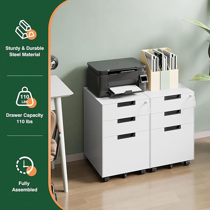 Letaya 3 Drawer Mobile File Cabinet