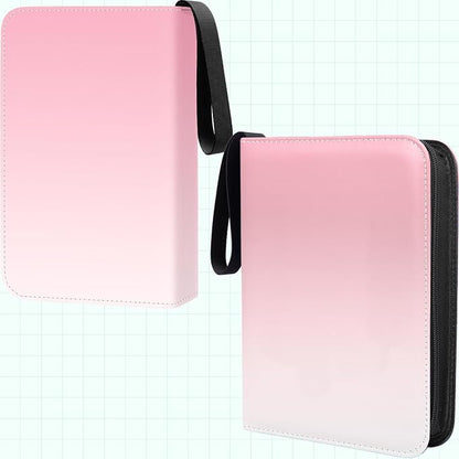 Card Binder 4 Pocket, 400 Pockets Card Holder Compatible with Game Cards Gift for Girls, Trading Card Binder Album Case Book Storage CCG, MTG, Baseball, Football, Sports - Small,Pink White