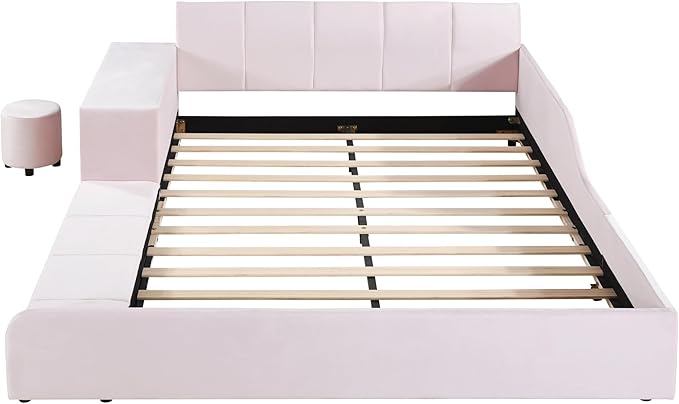 SOFTSEA Queen Upholstered Grounded Bed, Mother & Child Platform Bed