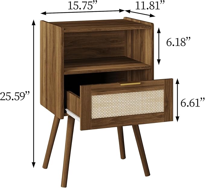 Veegle Nightstand, Modern Bedside Table