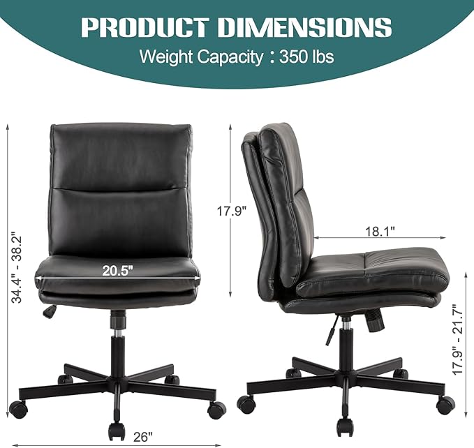 LUCKWIND Armless Office Desk Chair