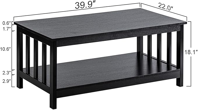 ChooChoo Mission Coffee Table, 40 Black
