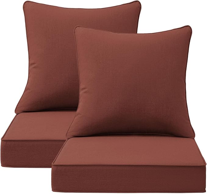 Sunbrella Outdoor Deep Seat & Back Cushion Set, 24 x 24 Inch Water Repellent