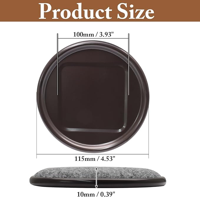 12Pcs Round Metal Felt Furniture Caster Cups, 4Inch Carpet-Bottom Furniture