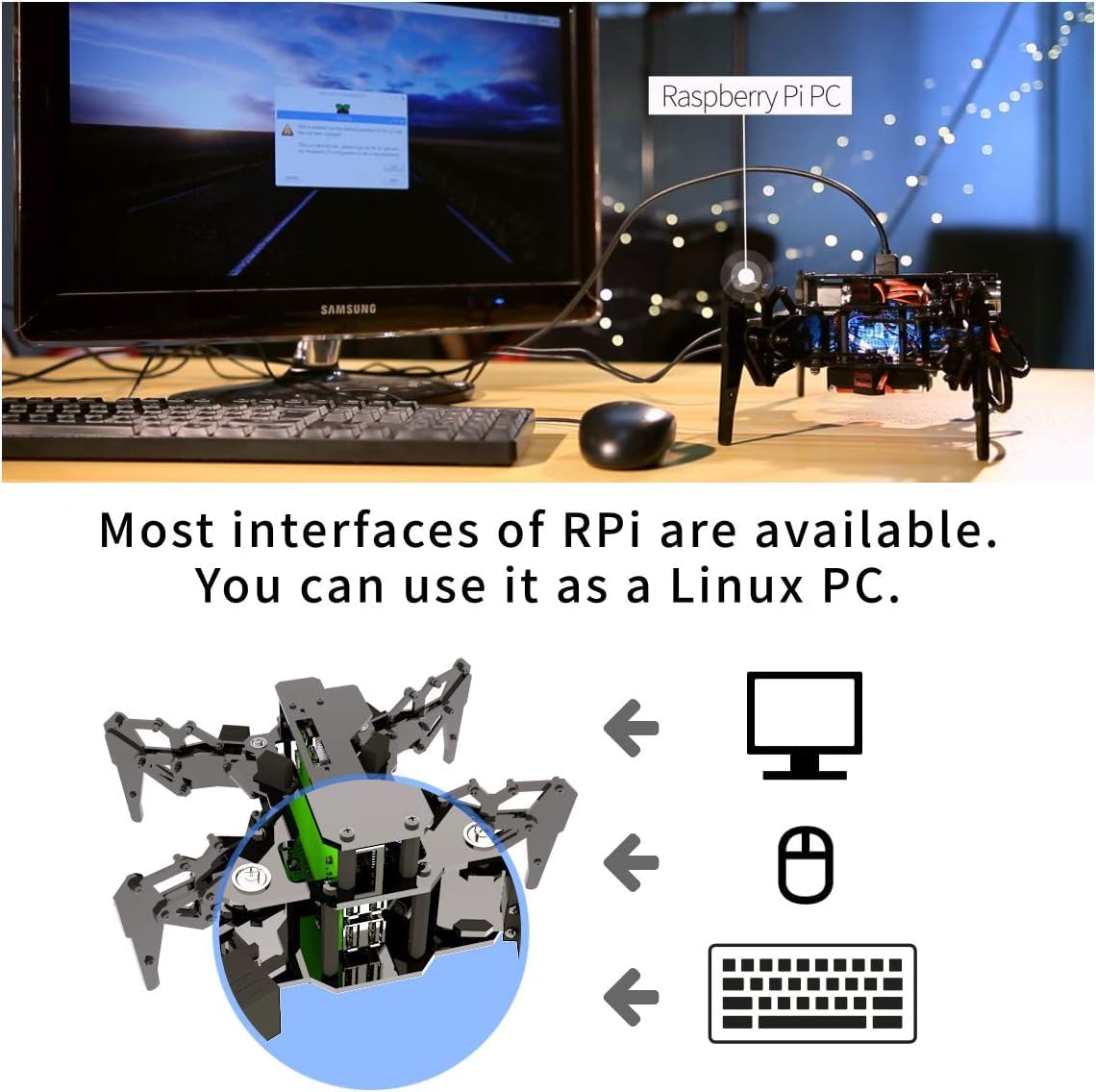 Adeept DarkPaw Bionic Quadruped Spider Robot Kit Compatible with Raspberry Pi 4 3 Model B+/B, STEM Crawling Robot, OpenCV, Self-stabilizing Based on MPU6050 Gyro Sensor, RPi Robot with PDF Manual
