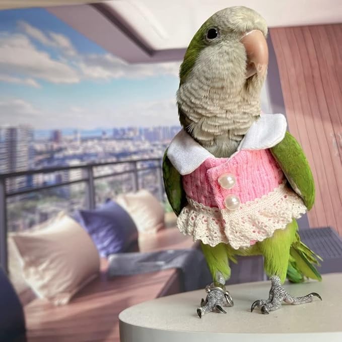 Bird Apparel Clothes for Multiple Bird Species, Cockatoo Costume, Pink Top, Holiday Photo Prop, Unisex, Cloth, Hand Wash Only, Small