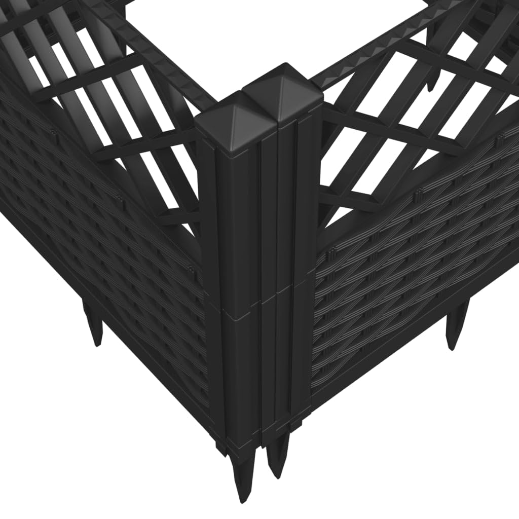 Xolmizyn Modular Garden Planter 17.1 Inch Square Basketweave Flower Pot for Outdoor Terrace Patio Deck Balcony Plants Vegetables Herbs Durable Polypropylene Black