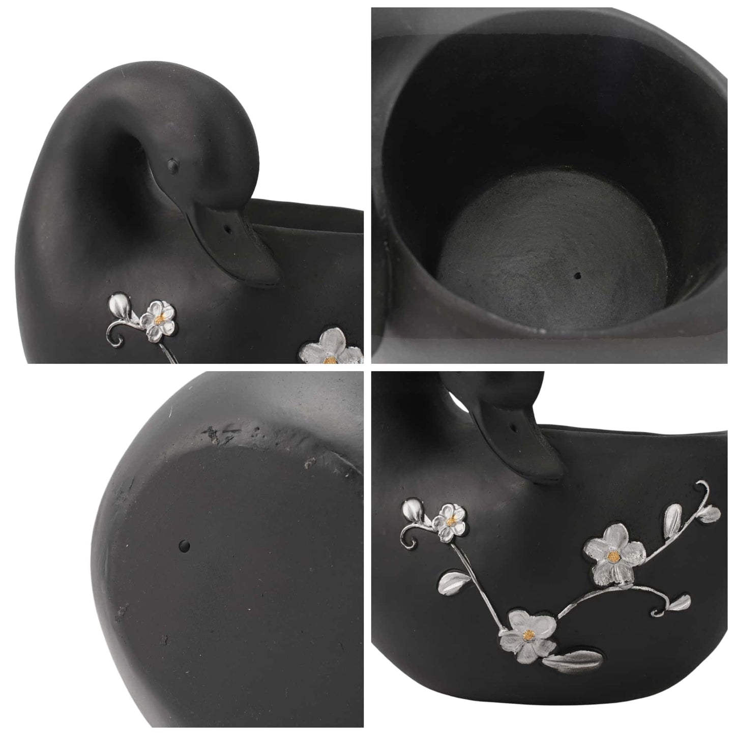 Euiroet Swan Flower Pot - Unique Resin Sculpture, Enchanting Decorative Garden Planter, Elegant Swan Vase for Succulents & Air Plants, Indoor/Outdoor Use, Durable & Whimsical Design (Black)