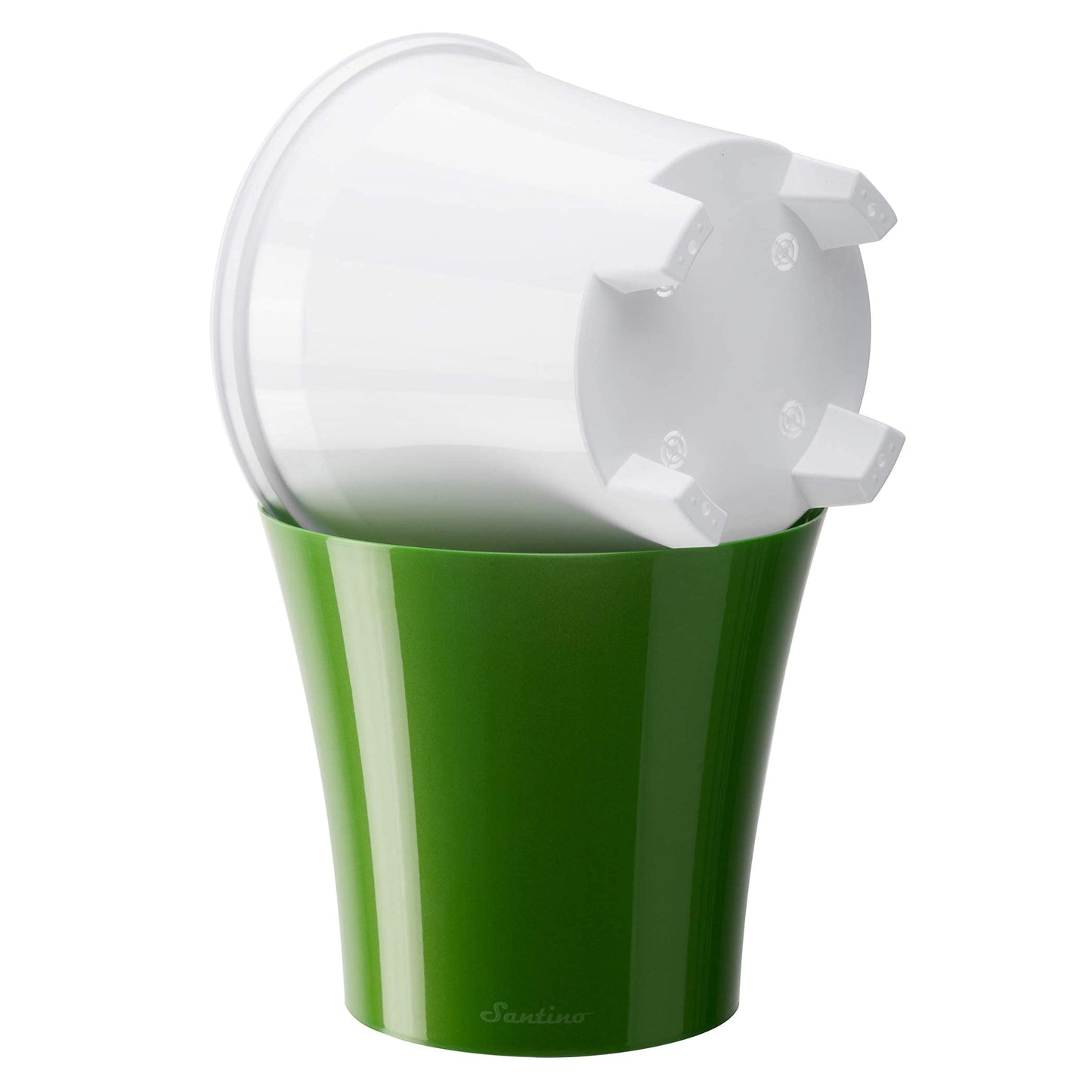 DECOPOTS Pot for Plants | 7.7 Inch | Self Watering Red Plant Planter | Indoor Flower Pot | Plastic Flower Pots with Drainage for All House Plants, Flowers (Diameter 7.7", Menthol - White)