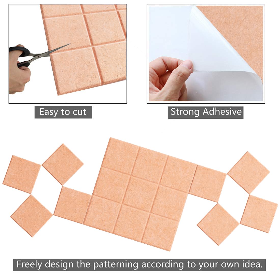 Uoisaiko Large Felt Board Tiles for Wall with 30 Push Pins, 11.8"x11.8" Pack of 6 Pin Board Notice Boards for Home Office Kitchen, Bulletin Board Wall Tiles for Photos Memos (Beige, 6 Pack)