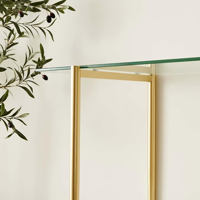 LumFurn Glass Console Table for Living Room, Foyer & Entrance, 2-Tiers