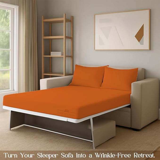 Sleeper Sofa Bed Sheet, 100% Cotton 400 Thread Count, 4 Piece Set, Deep Pocket