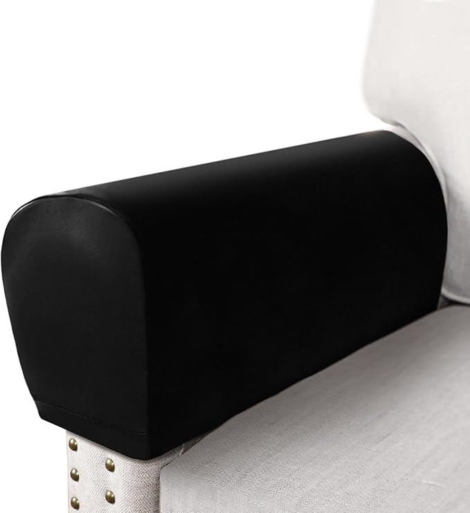 PU Leather Armrest Covers for Sofa Couch Arm Slipcover Set of 2 Stretch