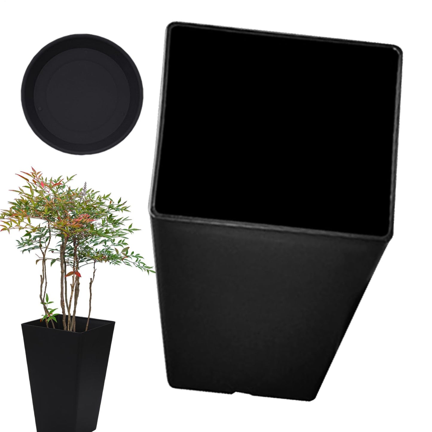 Square Flower Pot, Resin Flower Pot Box, Square Planter for Outdoor Plants, Boxes for Front Porch, for Patios, Decks Outdoor Spaces