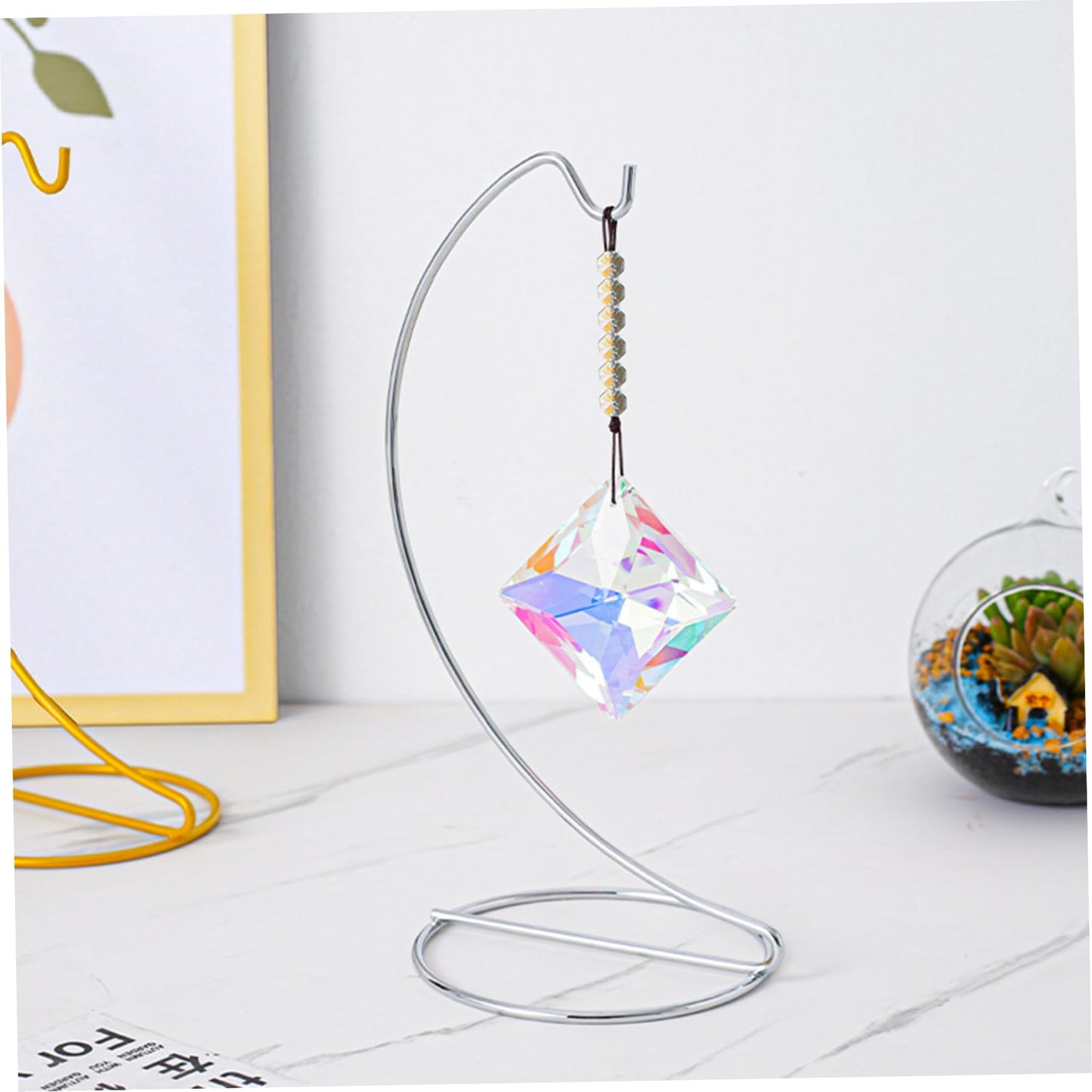 Pineeseatile 2PCS Ornament Hangers Display Stand 9.1" Height Iron Glass Ornament Display Stand for Air Plant Holder Terrariums Crystal Ball Wedding Home Office
