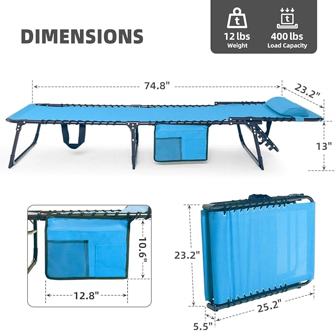 Patio Lounge Chair Folding Chaise Bed