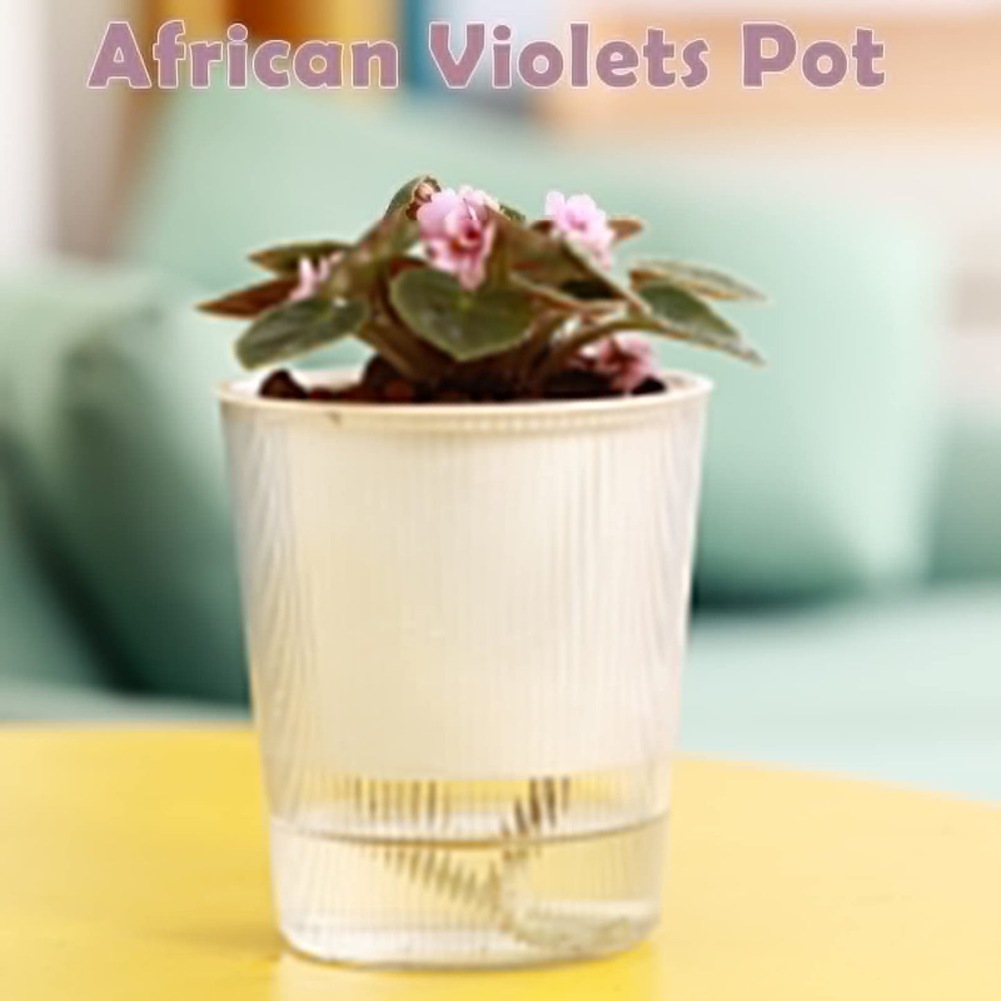 8-Pack 4.5 Inches Clear Self-Watering Planters and Pots for Indoor Plants Small Orchid Plant Pots Plastic Wick Flower Pots, African Violet Pot Set, Home Decor Pot