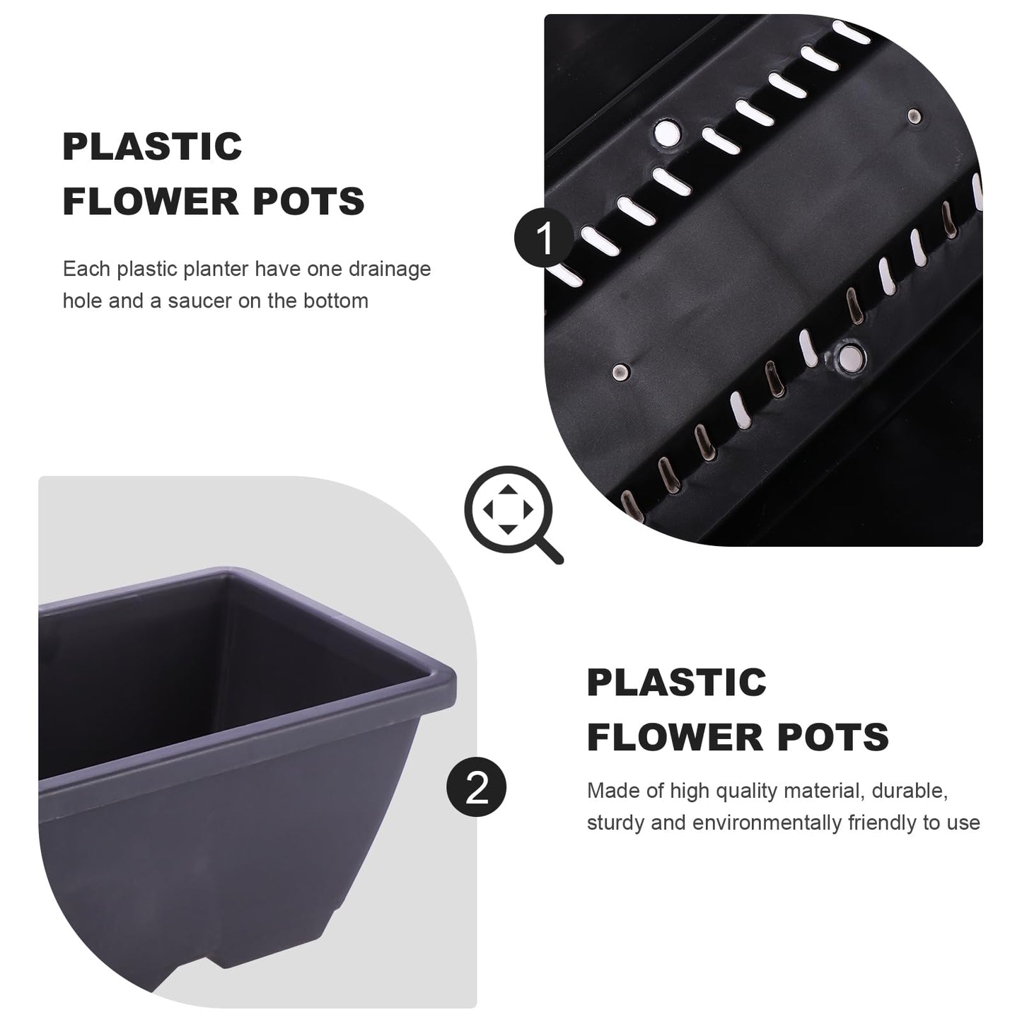 ERINGOGO Rectangular Garden Planter 19.68 Inch Plastic Plant Pot with Drainage Hole and Saucer for Indoor Outdoor Use Balcony Patio Herb Vegetable Container