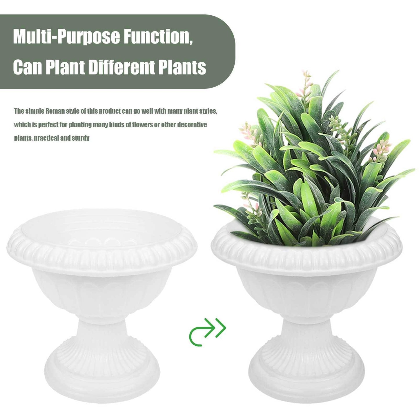 Amosfun 4pcs Mini Roman Flower Pots White Urn Planter Wedding Anniversary Party Porch Decoration Urn Planters Roman Home Decor 6.2 x 5.5 Inch