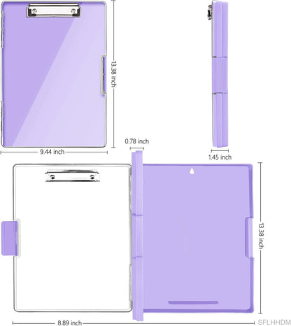 Clipboard with Storage,Heavy Duty Clip Boards 8.5x11 with 2 Storage Case,Clear Visible Top Panel Storage Clipboards,Side Opening Clip Boards,Nursing Clipboard Folder Case for Office Supplies-Purple
