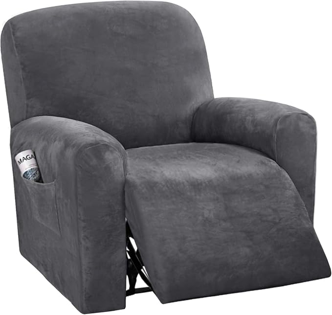 H.VERSAILTEX Velvet Stretch Recliner Couch Covers 4-Pieces Style Recliner Chair