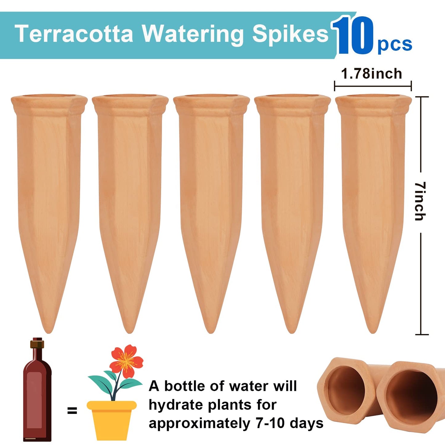 10 Pieces of Plant Watering Piles, Plant Watering Devices,Plant Water Seepage Devices, Clay self Watering Nails, Used for Automatic Watering Systems for Indoor and Outdoor Plants in Vacation Homes