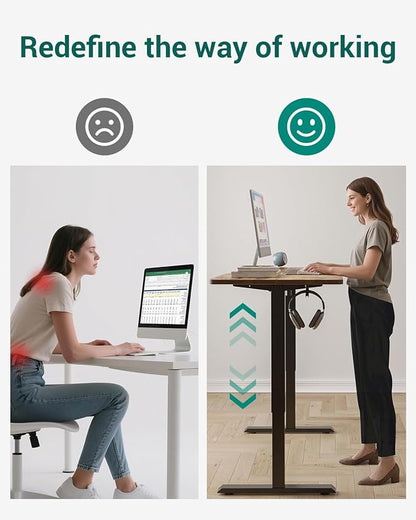 CubiCubi Electric Standing Desk, 40 x 24 Inches Height Adjustable Sit Stand Desk, Ergonomic Home Office Computer Workstation, Rustic Brown
