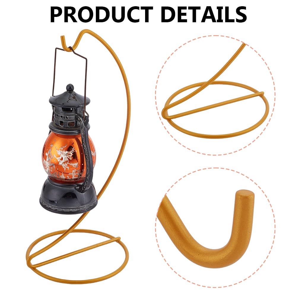 DELORIGIN 6pcs Ornament Display Stand Hanger Holder Glass Globe Iron Wire Stand Hanging Hook Rack for Christmas Lanterns Hanging Air Plant Terrarium Witch Ball Decor DIY Art Craft Display(Gold)
