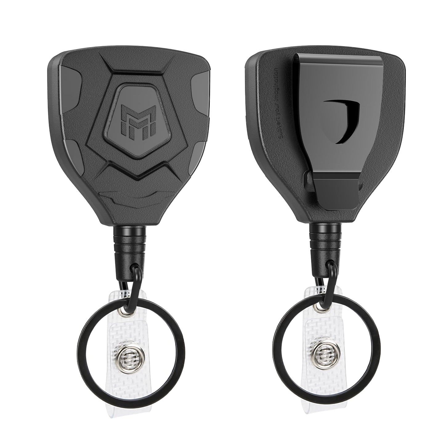 MNGARISTA Heavy Duty Retractable Keychain with Belt Clip, ID Badge Reel Key Chain, Badge Holder with 31.5' Steel Cord and Key Ring, 9.0oz, 2-Pack