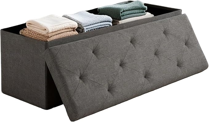 30 inch Storage Ottoman Bench, 30 inch Folding Storage Bench Ottoman,