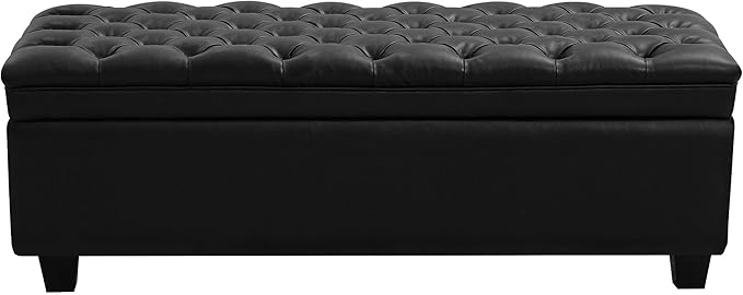 WUTUTUEE 50" Faux Leather Storage Ottoman Bench, End of Bed Upholstered