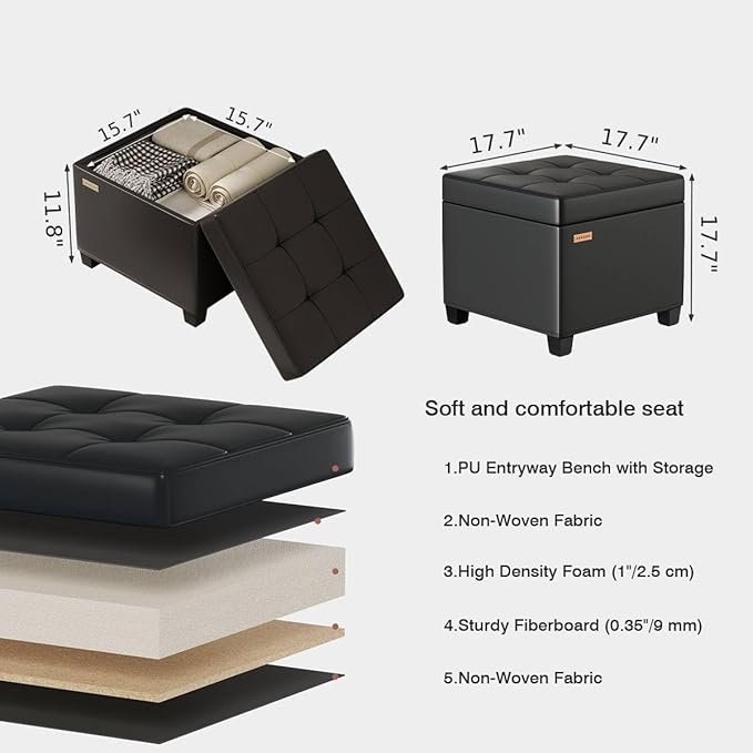 ABHENG Synthetic Leather Cover Steel Frame Ottoman