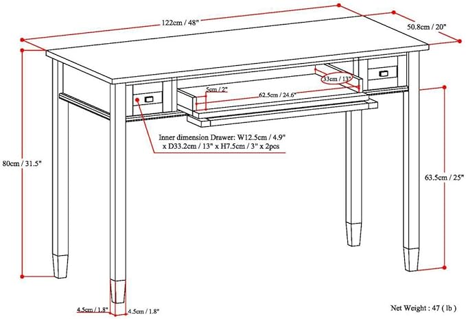 SIMPLIHOME Warm Shaker Desk