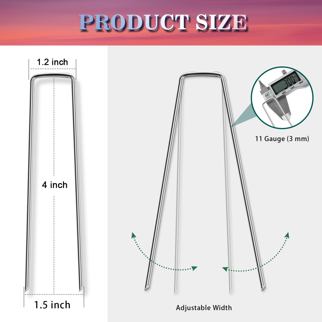 Gtongoko 120 Pack 4 Inch Galvanized Landscape Staples Garden Stakes Plant Cover Stakes 11 Gauge Lawn Staples Ground Stake for Landscaping Securing Weed Barrier Fabric, Christmas Decorations