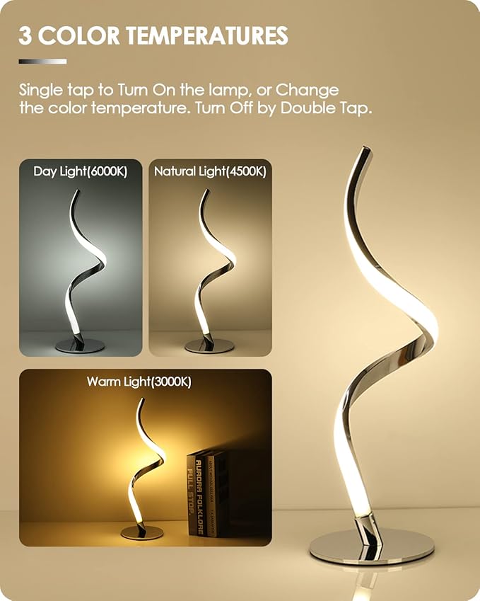 Yarra-Decor Modern Spiral Bedside Lamp